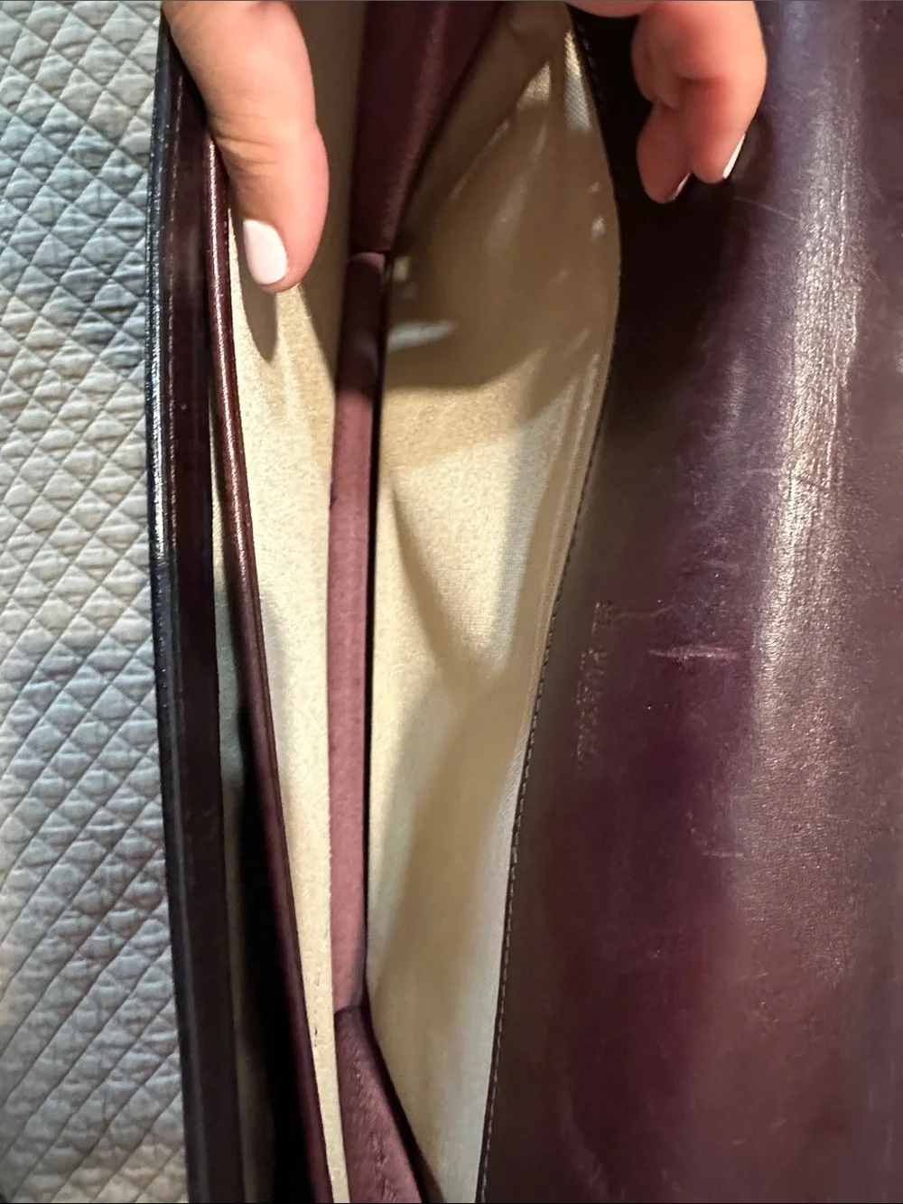 TUMI El Portal Burgundy Leather Briefcase